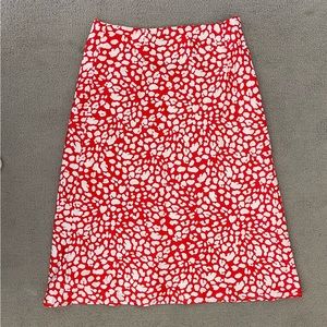 Lulus silk red and white midi skirt